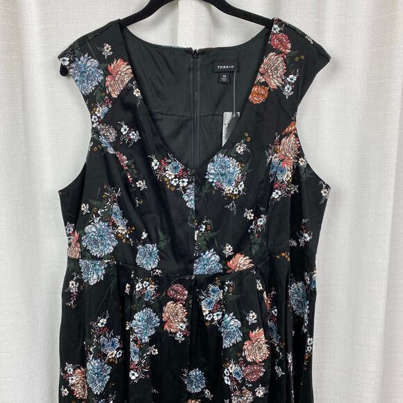 Torrid Black Floral Sleeveless Fit&Flare Party Dress Sz.18W NWT - Picture 4 of 14